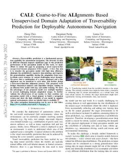 CALI: Coarse-to-Fine ALIgnments Based Unsupervised Domain Adaptation of
  Traversability Prediction for Deployable Autonomous Navigation