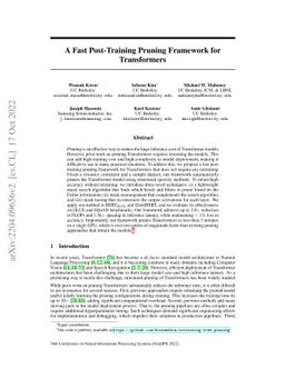 A Fast Post-Training Pruning Framework for Transformers