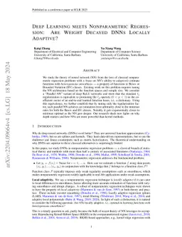 Deep Learning meets Nonparametric Regression: Are Weight-Decayed DNNs
  Locally Adaptive?