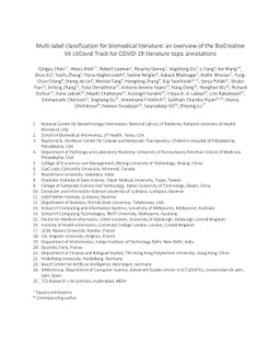 Multi-label classification for biomedical literature: an overview of the
  BioCreative VII LitCovid Track for COVID-19 literature topic annotations