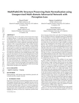 MultiPathGAN: Structure Preserving Stain Normalization using
  Unsupervised Multi-domain Adversarial Network with Perception Loss