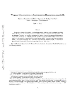 Wrapped Distributions on homogeneous Riemannian manifolds