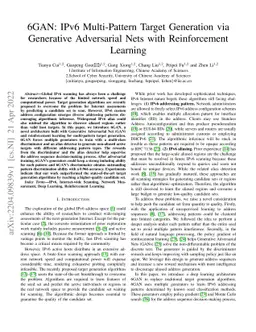 6GAN: IPv6 Multi-Pattern Target Generation via Generative Adversarial
  Nets with Reinforcement Learning
