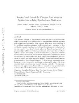 Sample-Based Bounds for Coherent Risk Measures: Applications to Policy
  Synthesis and Verification
