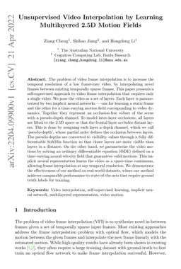 Unsupervised Video Interpolation by Learning Multilayered 2.5D Motion
  Fields