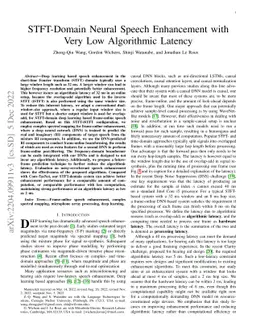 STFT-Domain Neural Speech Enhancement with Very Low Algorithmic Latency