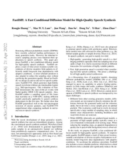 FastDiff: A Fast Conditional Diffusion Model for High-Quality Speech
  Synthesis