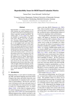 Reproducibility Issues for BERT-based Evaluation Metrics