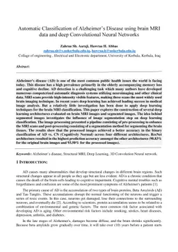 Automatic Classification of Alzheimer's Disease using brain MRI data and
  deep Convolutional Neural Networks