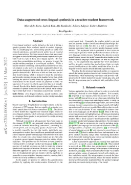 Data-augmented cross-lingual synthesis in a teacher-student framework