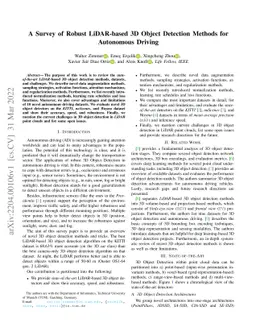 A Survey of Robust 3D Object Detection Methods in Point Clouds