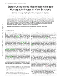 Stereo Unstructured Magnification: Multiple Homography Image for View
  Synthesis