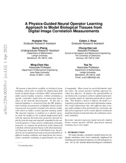 A Physics-Guided Neural Operator Learning Approach to Model Biological
  Tissues from Digital Image Correlation Measurements