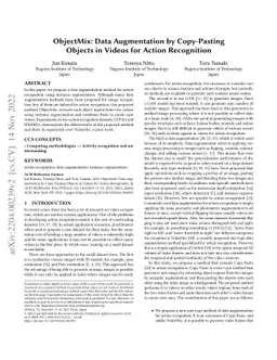 ObjectMix: Data Augmentation by Copy-Pasting Objects in Videos for
  Action Recognition