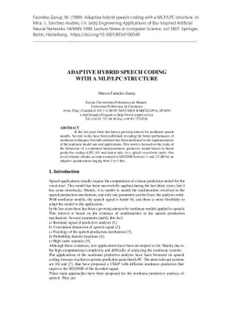 Adaptive hybrid speech coding with a MLP LPC structure