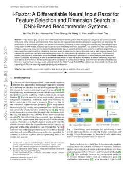 i-Razor: A Differentiable Neural Input Razor for Feature Selection and
  Dimension Search in DNN-Based Recommender Systems