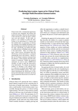 Predicting Intervention Approval in Clinical Trials through
  Multi-Document Summarization