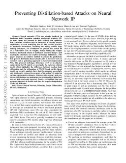 Preventing Distillation-based Attacks on Neural Network IP