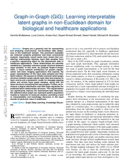 Graph-in-Graph (GiG): Learning interpretable latent graphs in
  non-Euclidean domain for biological and healthcare applications