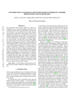 Few-shot One-class Domain Adaptation Based on Frequency for Iris
  Presentation Attack Detection