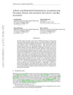A Fast and Efficient Conditional Learning for Tunable Trade-Off between
  Accuracy and Robustness