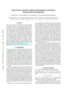 Deep Neural Convolutive Matrix Factorization for Articulatory
  Representation Decomposition