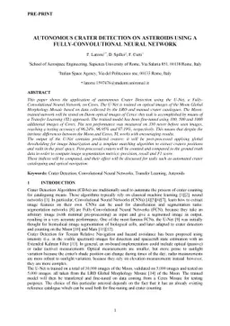 Autonomous crater detection on asteroids using a fully-convolutional
  neural network