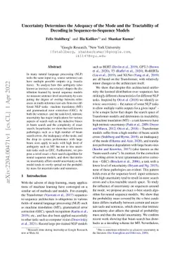 Uncertainty Determines the Adequacy of the Mode and the Tractability of
  Decoding in Sequence-to-Sequence Models