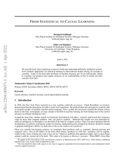 From Statistical to Causal Learning