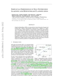 Simplicial Embeddings in Self-Supervised Learning and Downstream
  Classification