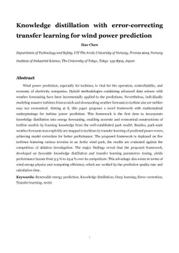 Knowledge distillation with error-correcting transfer learning for wind
  power prediction