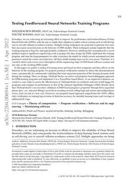 Testing Feedforward Neural Networks Training Programs