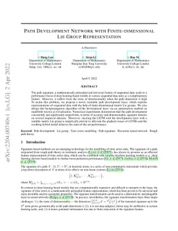 Path Development Network with Finite-dimensional Lie Group
  Representation