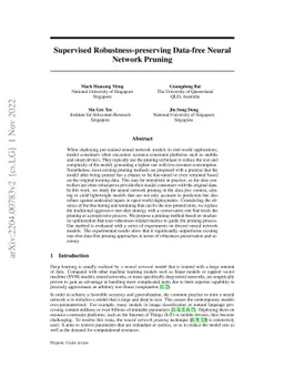 Supervised Robustness-preserving Data-free Neural Network Pruning