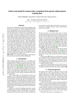 End-to-end model for named entity recognition from speech without paired
  training data