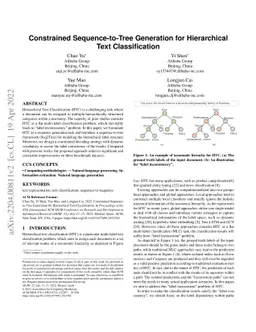 Constrained Sequence-to-Tree Generation for Hierarchical Text
  Classification