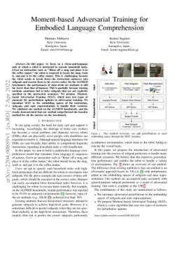 Moment-based Adversarial Training for Embodied Language Comprehension