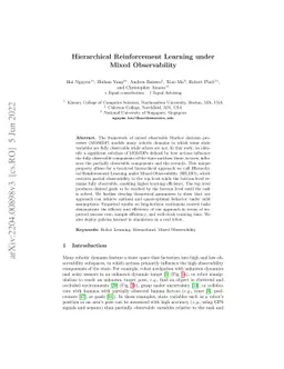 Hierarchical Reinforcement Learning under Mixed Observability