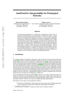 AutoProtoNet: Interpretability for Prototypical Networks