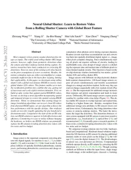 Neural Global Shutter: Learn to Restore Video from a Rolling Shutter
  Camera with Global Reset Feature