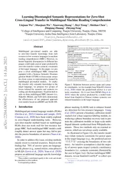 Learning Disentangled Semantic Representations for Zero-Shot
  Cross-Lingual Transfer in Multilingual Machine Reading Comprehension