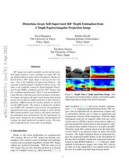 Distortion-Aware Self-Supervised 360° Depth Estimation from A
  Single Equirectangular Projection Image