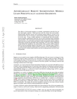 Adversarially robust segmentation models learn perceptually-aligned
  gradients