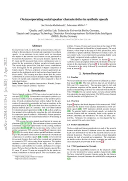 On incorporating social speaker characteristics in synthetic speech