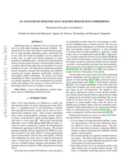 An Analysis of Semantically-Aligned Speech-Text Embeddings