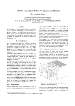 On The Model Size Selection For Speaker Identification