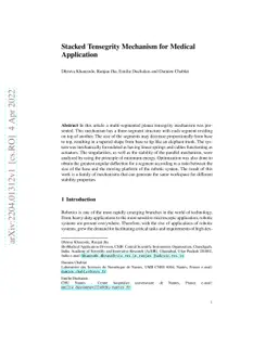 Stacked Tensegrity Mechanism for Medical Application