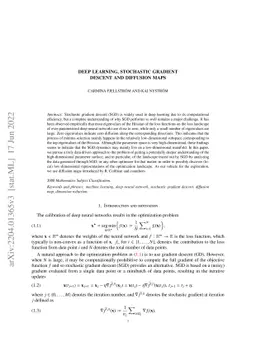 Deep learning, stochastic gradient descent and diffusion maps