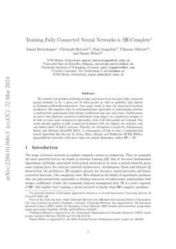 Training Fully Connected Neural Networks is $\exists\mathbb{R}$-Complete