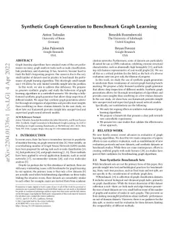 Synthetic Graph Generation to Benchmark Graph Learning